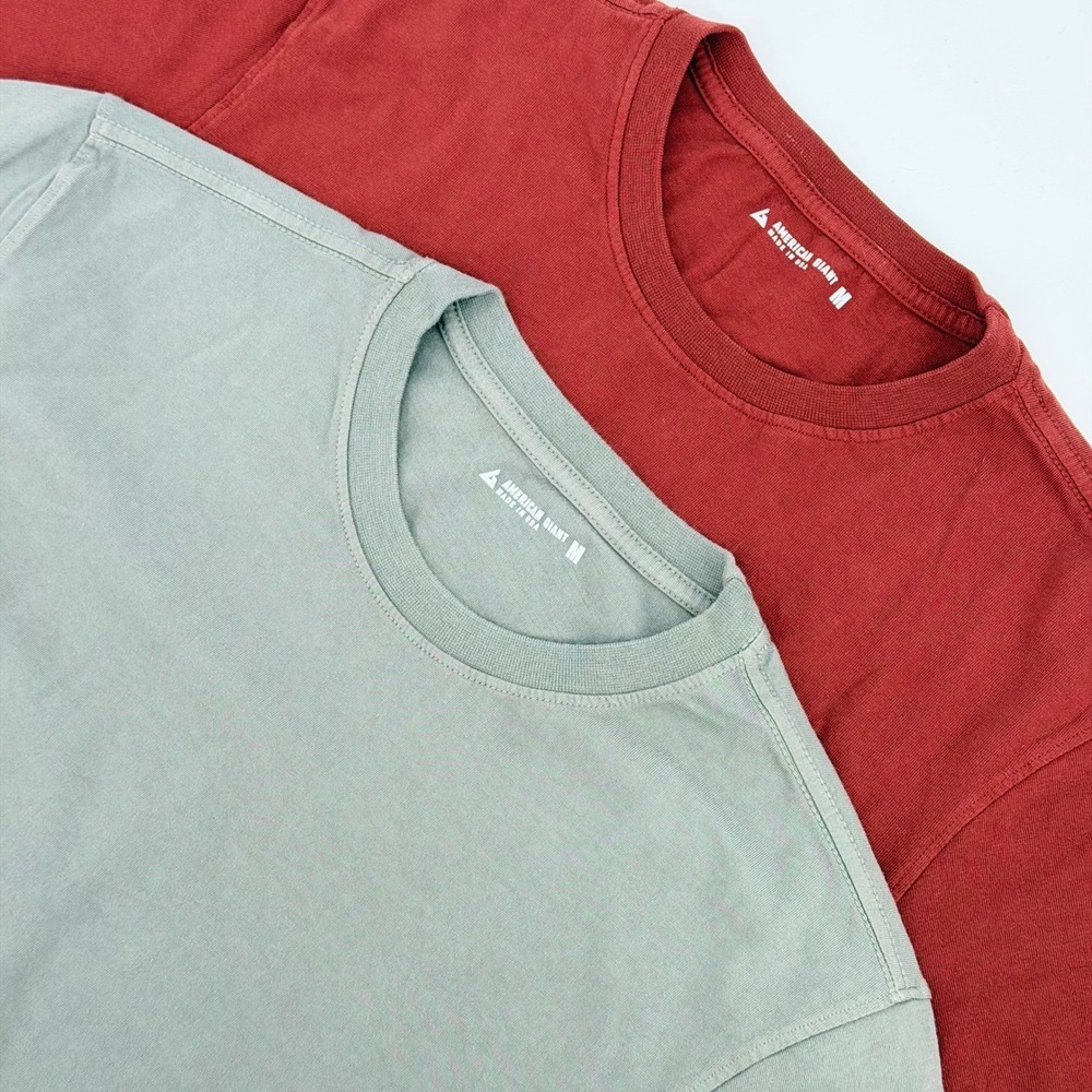 American Giant Midweight Tee Shirt Lot of 2 Mens M Storm Gray Terracotta Red NEW